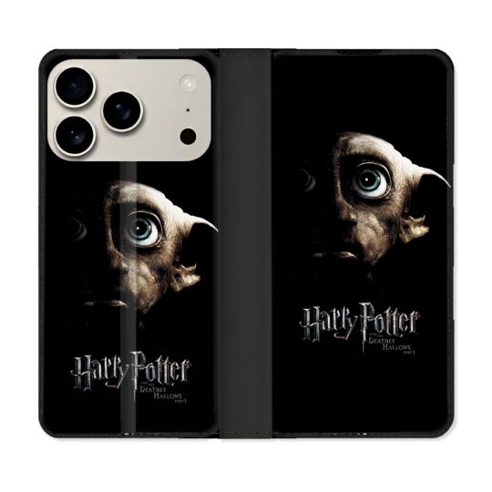 Housse cuir portefeuille Pour Iphone 17 Pro Harry Potter Hollows Dobby