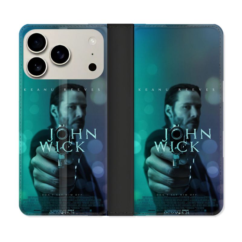 Housse cuir portefeuille Pour Iphone 17 Pro John Wick