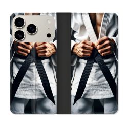 Housse cuir portefeuille Pour Iphone 17 Pro Kimono Ceinture