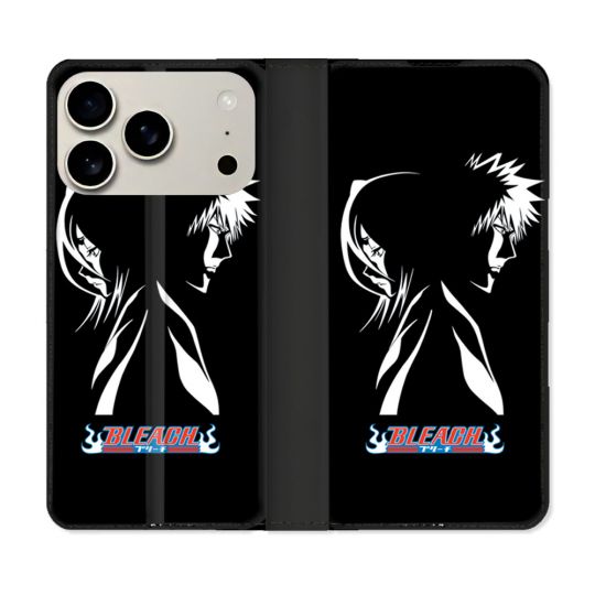 Housse cuir portefeuille Pour Iphone 17 Pro Manga Bleach Duo