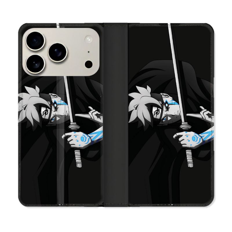 Housse cuir portefeuille Pour Iphone 17 Pro Manga Boruto Epée