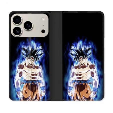 Housse cuir portefeuille Pour Iphone 17 Pro Manga Dragon Ball Sangoku Noir