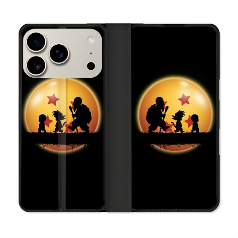 Housse cuir portefeuille Pour Iphone 17 Pro Manga Dragon Ball Vintage
