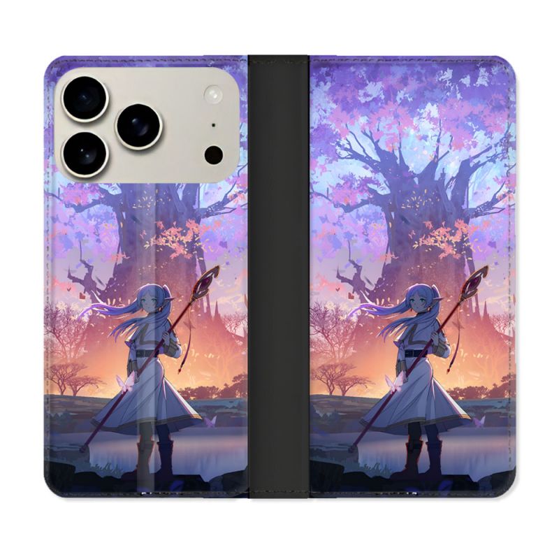 Housse cuir portefeuille Pour Iphone 17 Pro Manga Frieren