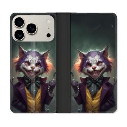 Housse cuir portefeuille Pour Iphone 17 Pro Max Animal Chat Joker