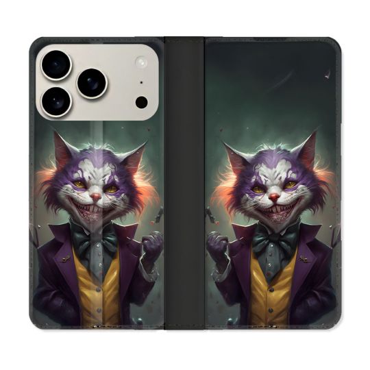 Housse cuir portefeuille Pour Iphone 17 Pro Max Animal Chat Joker