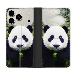Housse cuir portefeuille Pour Iphone 17 Pro Max Animal Panda Color