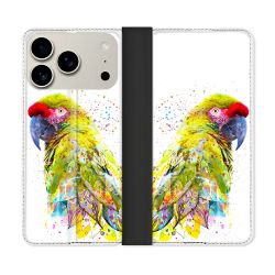 Housse cuir portefeuille Pour Iphone 17 Pro Max Animal Perroquet Jaune