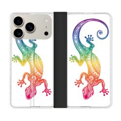 Housse cuir portefeuille Pour Iphone 17 Pro Max Animal Salamandre Color