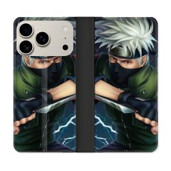 Housse cuir portefeuille Pour Iphone 17 Pro Manga Naruto Kakashi Dark