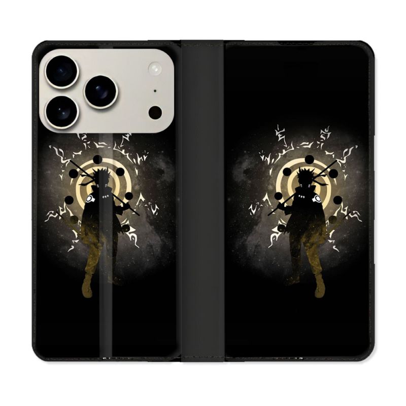 Housse cuir portefeuille Pour Iphone 17 Pro Manga Naruto Sage