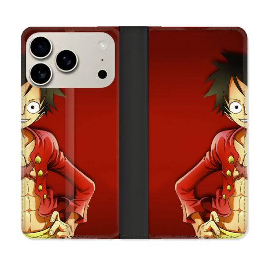 Housse cuir portefeuille Pour Iphone 17 Pro Manga One Piece Luffy
