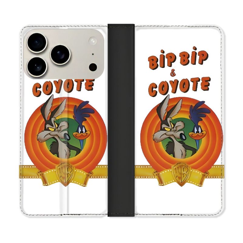 Housse cuir portefeuille Pour Iphone 17 Pro Max Bip Bip Coyote