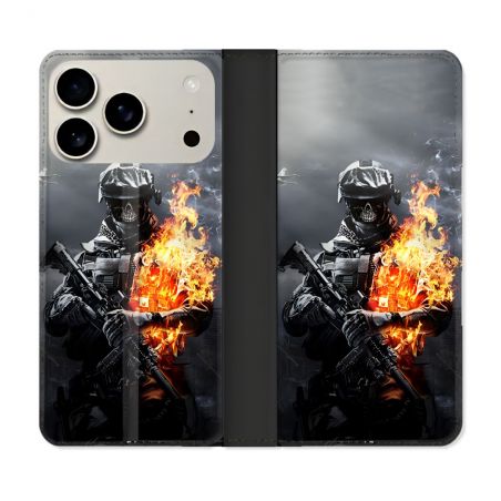 Housse cuir portefeuille Pour Iphone 17 Pro Max Call Of Duty Squelette