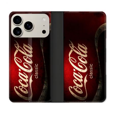 Housse cuir portefeuille Pour Iphone 17 Pro Max Coca Cola Classique