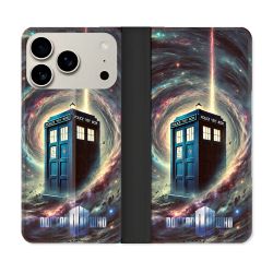 Housse cuir portefeuille Pour Iphone 17 Pro Max Dr Who Tardis Univers