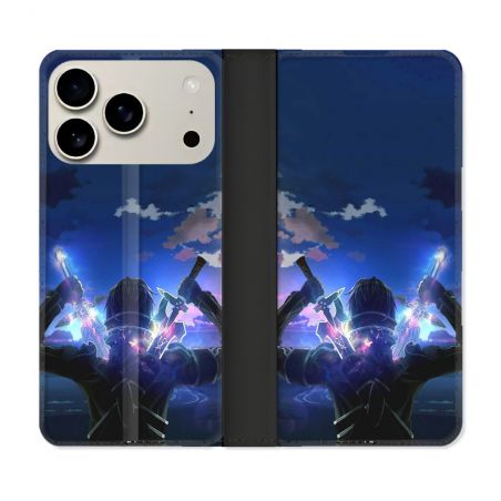 Housse cuir portefeuille Pour Iphone 17 Pro Manga SAO sword Art Online Epee