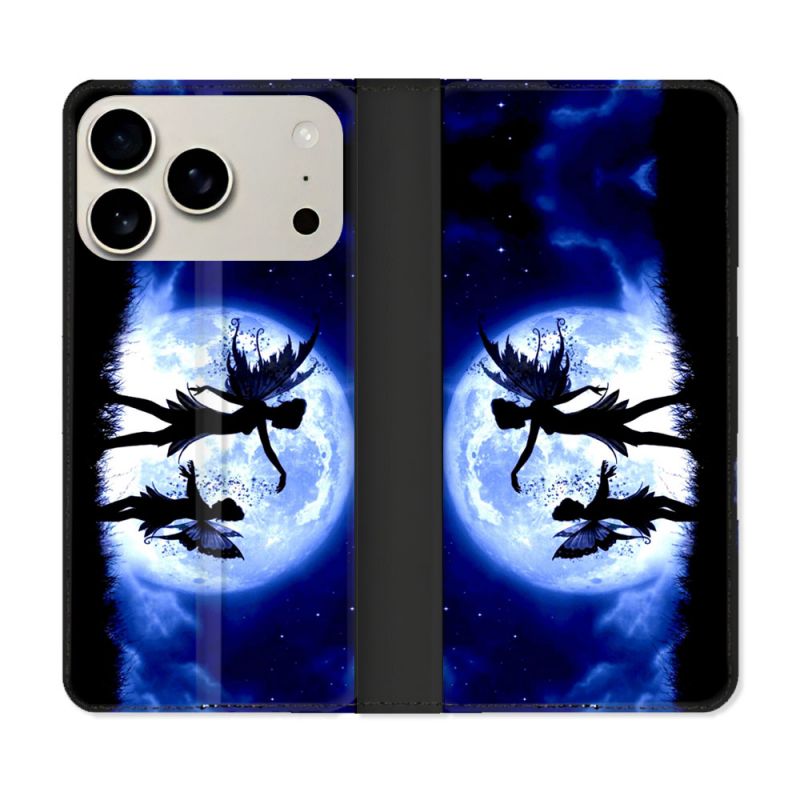 Housse cuir portefeuille Pour Iphone 17 Pro Max Fantastique Fee Lune