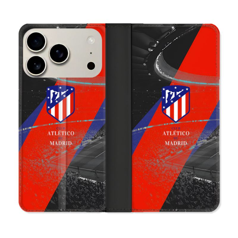 Housse cuir portefeuille Pour Iphone 17 Pro Max Foot Athletico Madrid