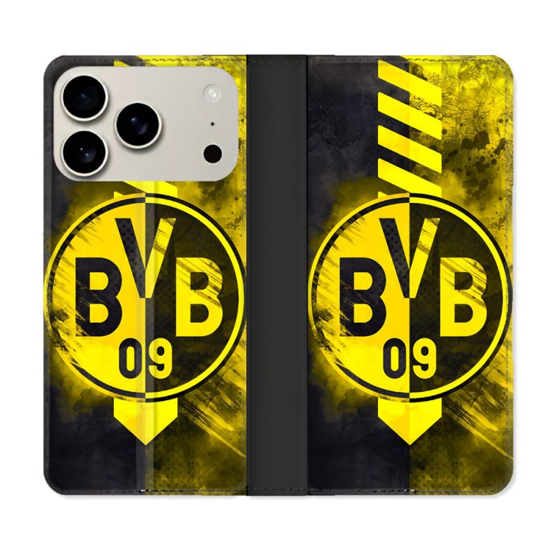 Housse cuir portefeuille Pour Iphone 17 Pro Max Foot Dortmund