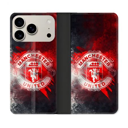 Housse cuir portefeuille Pour Iphone 17 Pro Max Foot Manchester United