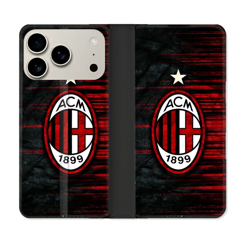 Housse cuir portefeuille Pour Iphone 17 Pro Max Foot Milan AC