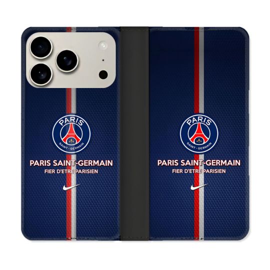 Housse cuir portefeuille Pour Iphone 17 Pro Max Foot PSG Fier