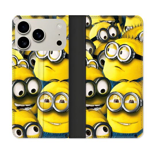 Housse cuir portefeuille Pour Iphone 17 Pro Minions Groupe