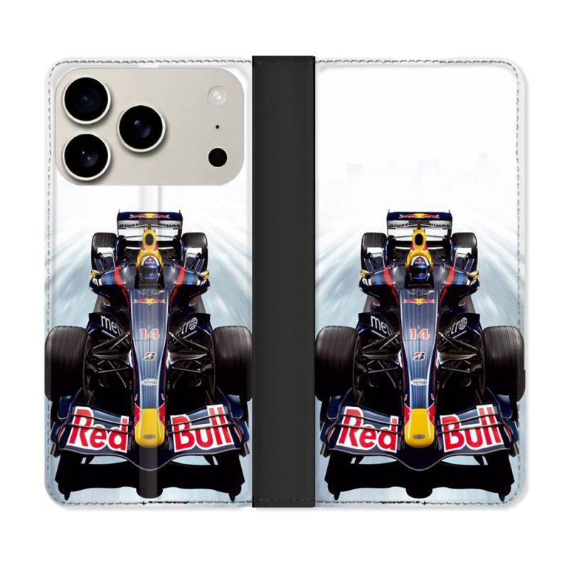 Housse cuir portefeuille Pour Iphone 17 Pro Max Formule 1 F1 Red Bull