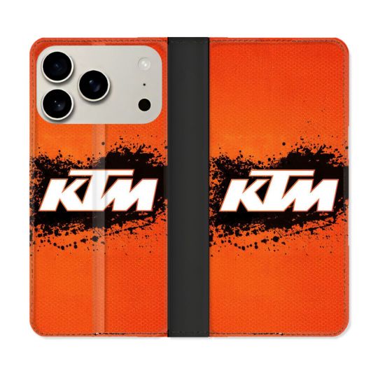 Housse cuir portefeuille Pour Iphone 17 Pro Moto KTM