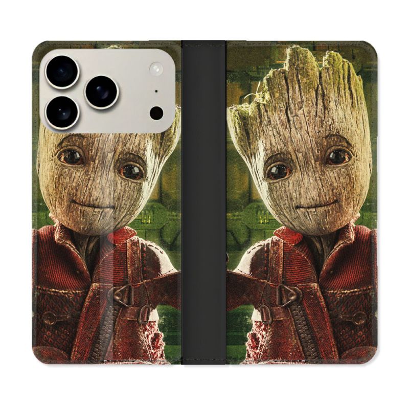 Housse cuir portefeuille Pour Iphone 17 Pro Max Groot Vert