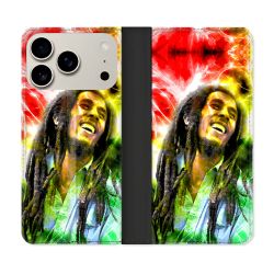Housse cuir portefeuille Pour Iphone 17 Pro Musique Bob Marley Color