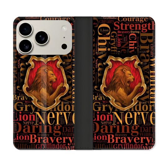 Housse cuir portefeuille Pour Iphone 17 Pro Max Harry Potter Griffondor