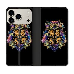 Housse cuir portefeuille Pour Iphone 17 Pro Max Harry Potter Hogwarts