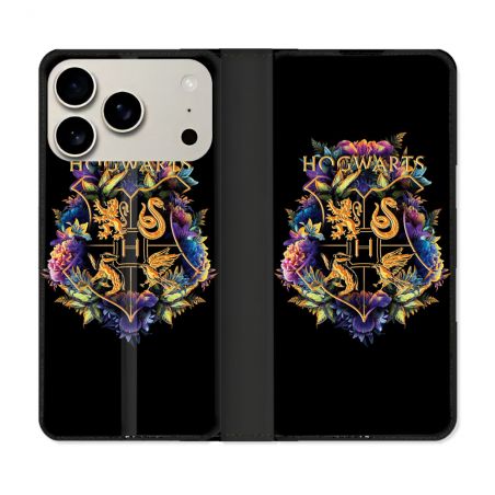 Housse cuir portefeuille Pour Iphone 17 Pro Max Harry Potter Hogwarts