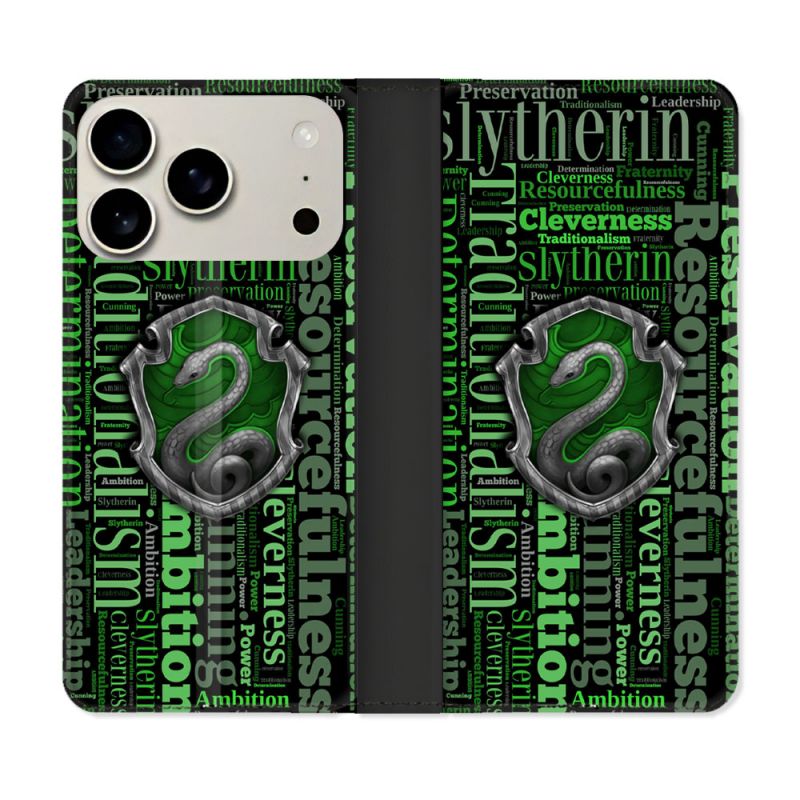 Housse cuir portefeuille Pour Iphone 17 Pro Max Harry Potter Serpentar