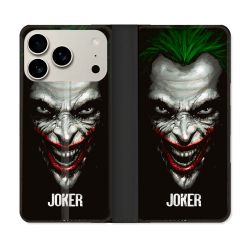 Housse cuir portefeuille Pour Iphone 17 Pro Max Joker Noir