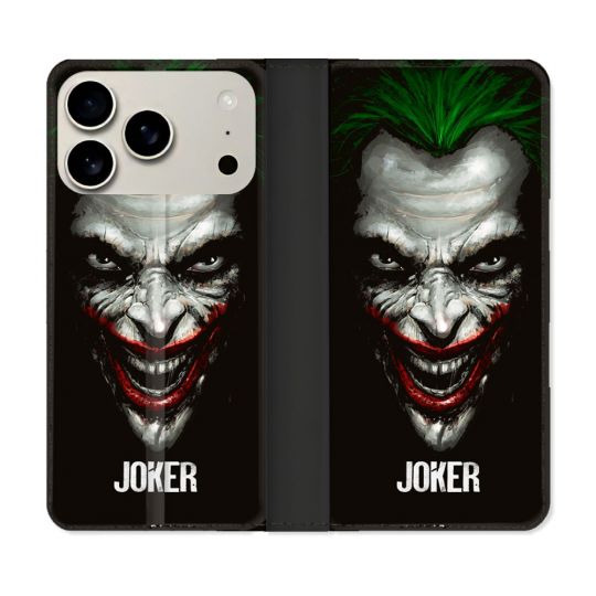 Housse cuir portefeuille Pour Iphone 17 Pro Max Joker Noir