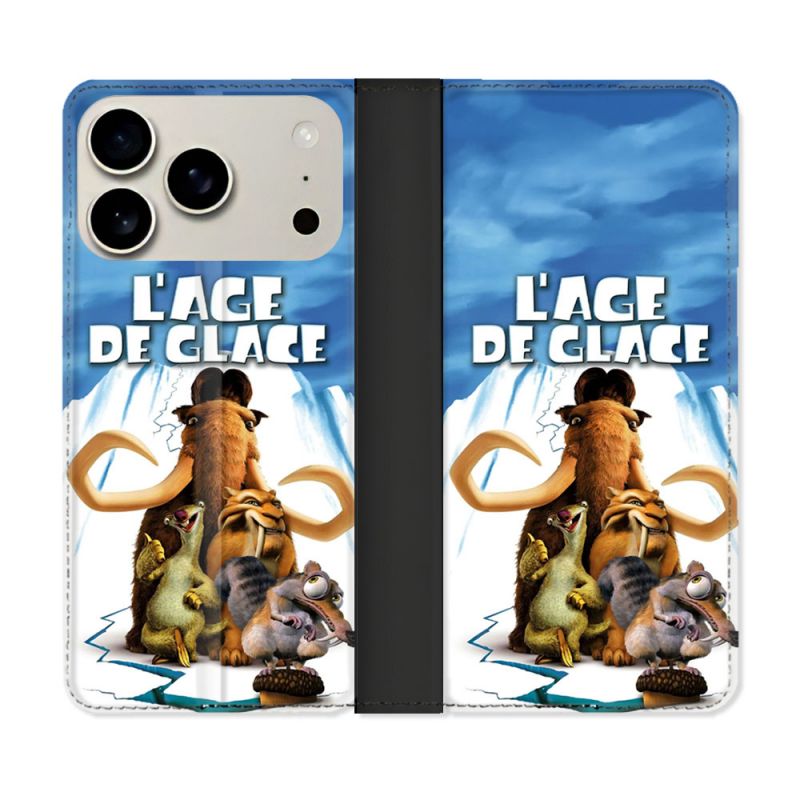 Housse cuir portefeuille Pour Iphone 17 Pro Max L'âge de Glace Affiche