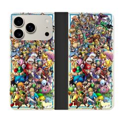 Housse cuir portefeuille Pour Iphone 17 Pro Nintendo