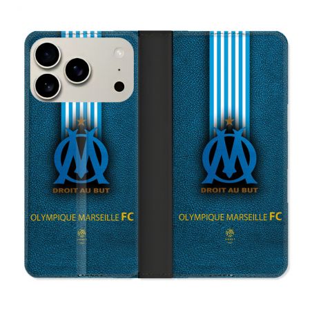 Housse cuir portefeuille Pour Iphone 17 Pro Olympique Marseille OM Bande
