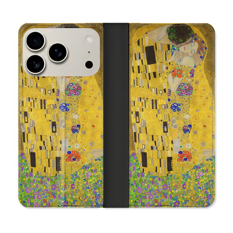 Housse cuir portefeuille Pour Iphone 17 Pro Peinture Le Baiser