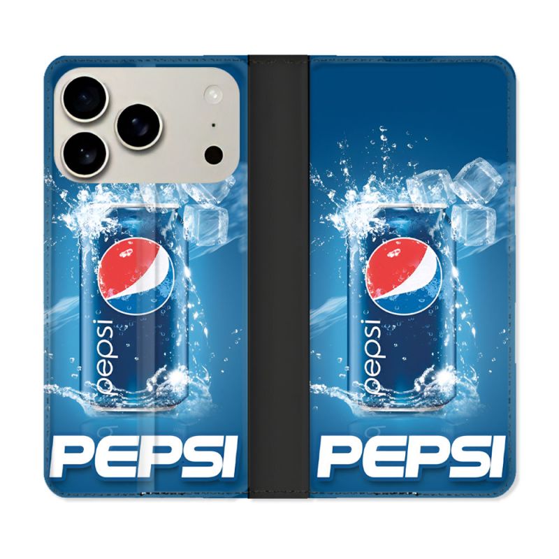 Housse cuir portefeuille Pour Iphone 17 Pro Pepsi