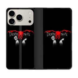 Housse cuir portefeuille Pour Iphone 17 Pro Max Manga Death Note Noir