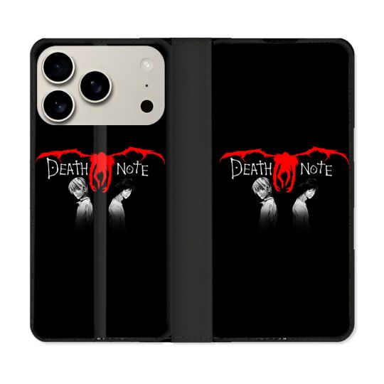 Housse cuir portefeuille Pour Iphone 17 Pro Max Manga Death Note Noir