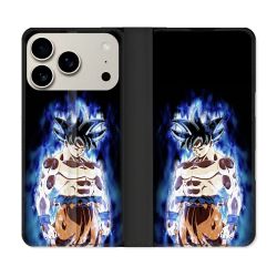 Housse cuir portefeuille Pour Iphone 17 Pro Max Manga Dragon Ball Sangoku Noir