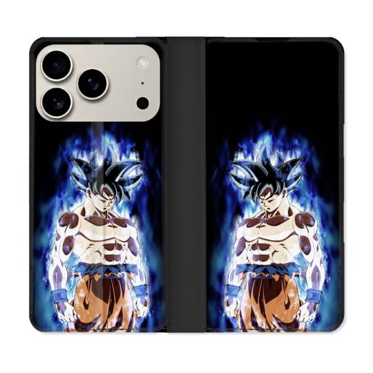 Housse cuir portefeuille Pour Iphone 17 Pro Max Manga Dragon Ball Sangoku Noir