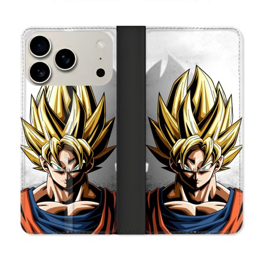 Housse cuir portefeuille Pour Iphone 17 Pro Max Manga Dragon Ball Sangoku Portrait