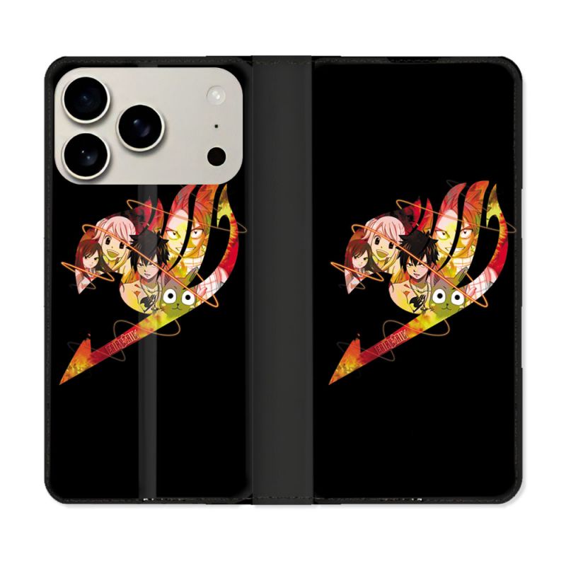Housse cuir portefeuille Pour Iphone 17 Pro Max Manga Fairy Tail Logo Noir