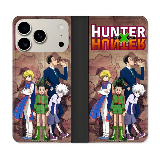 Housse cuir portefeuille Pour Iphone 17 Pro Max Manga Hunter X Hunter Vintage